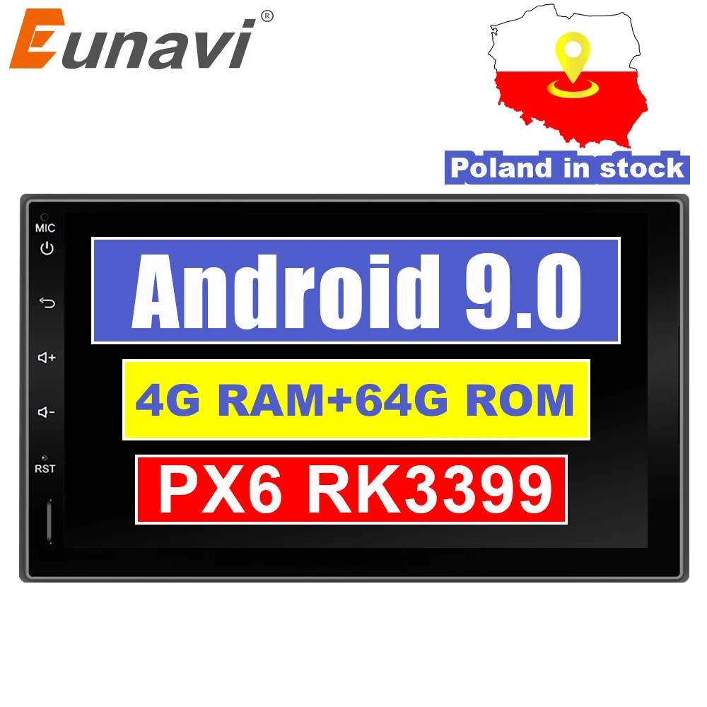 Eunavi 2 Din 7 inch Android 9.0 Universal Car Radio multimedia Stereo GPS Navigation In Dash Video 2din navigation 8 cores | Автомобили и