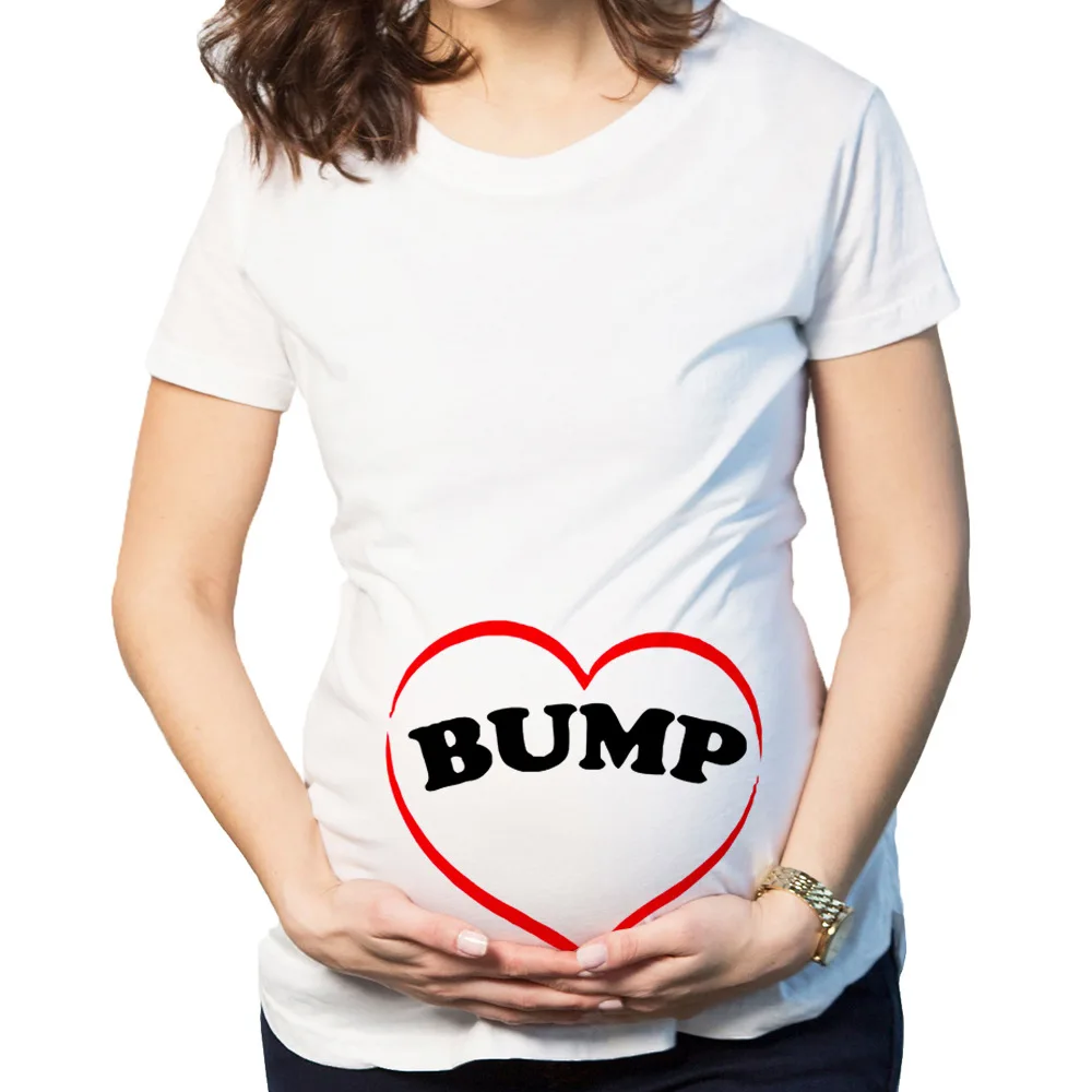 Рождественская Одежда для беременных; футболки; топы; летние футболки для беременных; повседневная одежда с короткими рукавами для беременных; забавная Одежда для беременных - Цвет: BUMP