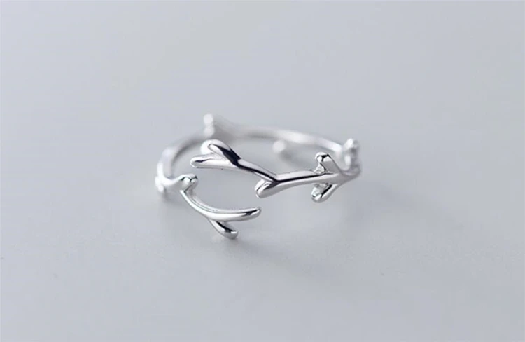 Sole Memory Cool Fresh Literary Twig Simple Cute 925 Sterling Silver Female Resizable Opening Rings SRI433