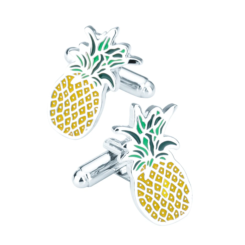 1 Pair Fruity Pineapple Design Brass Mens Cufflinks Bussiness Cuff Links Fashion Jewelry