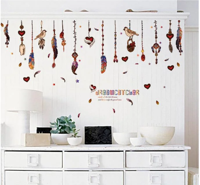 1 Unidad De Calcomanias Clasicas Para Pared Con Diseno De Plumas Y