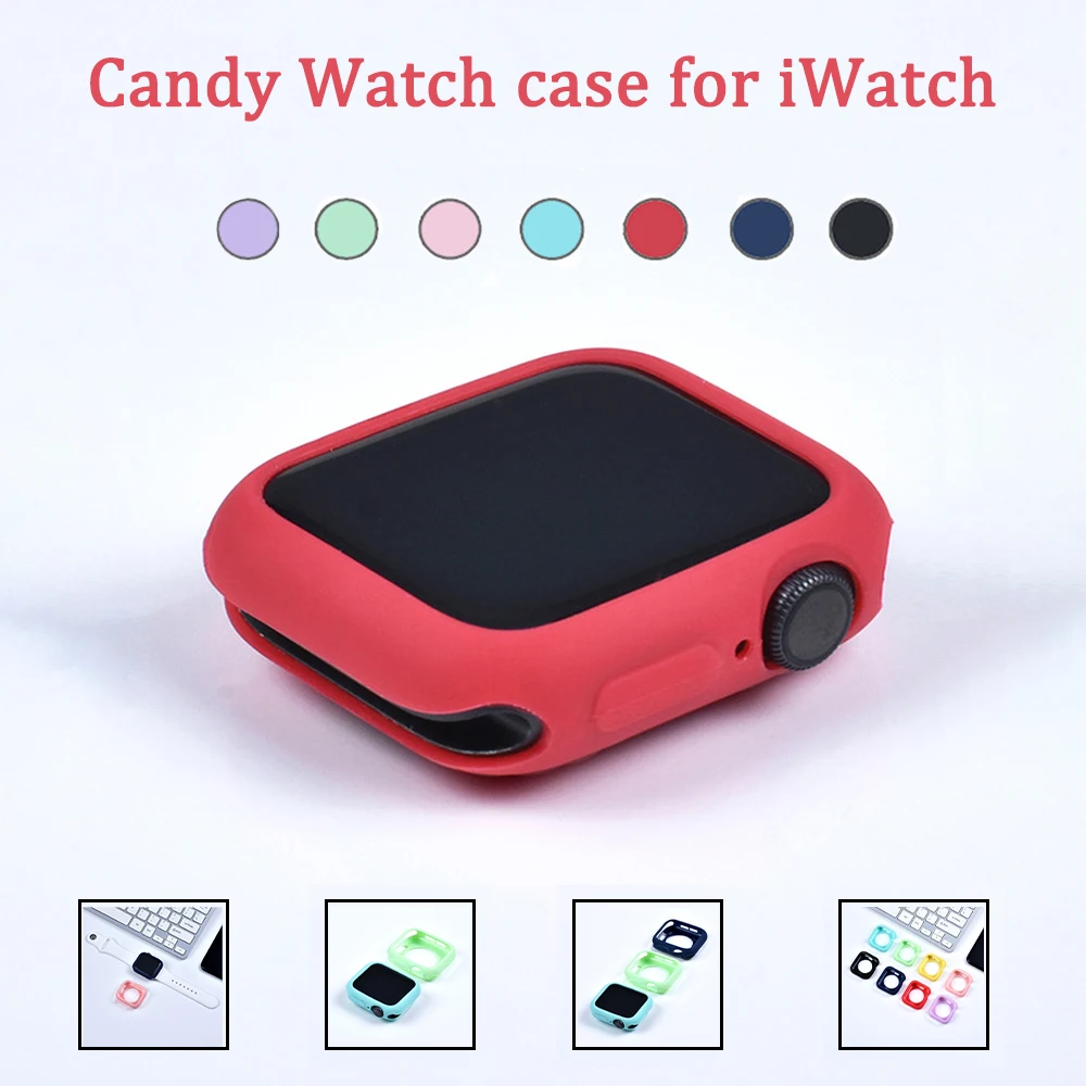 

Watch Cases for Apple Watch 3 2 1 42MM 38MM Candy Soft Silicone Cover Protection Shell for iWatch 4 5 40MM 44MM Watch Accessior