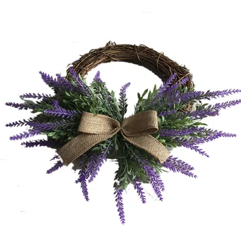 

Simulation Pastoral Style Planting Wool Lavender Flower Wreath Wedding Door Lintel Door Decoration Wreath Hanging Decoration