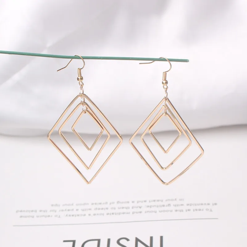 New Trend Jewelry Drop Earrings Simple Fashion Hollow Geometric Metal Earrings Temperament Personality Wild Ladies Earring