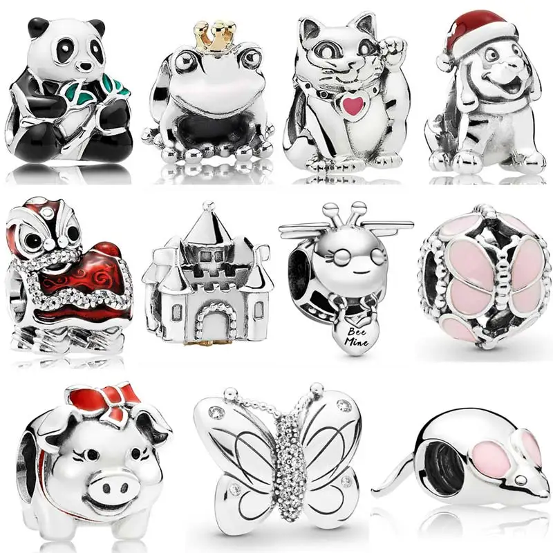 

DIY Charm Panda Happily Ever After Castle Bee Mine Decorative Butterfly 925 Sterling Silver Beads Fit Fashion Bracelet Jewelry