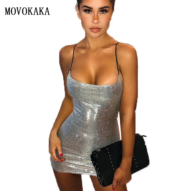 Новинка, платье с пайетками, Сексуальное мини платье, женское платье, тонкие платья на молнии, летние платья, женские вечерние платья, платья с лямкой через шею для женщин