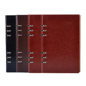 

A+A6 Paper Notebook, Six-Hole Loose-Leaf Office Stationery Business Spiral PU Diary Notebook (4 Copies)