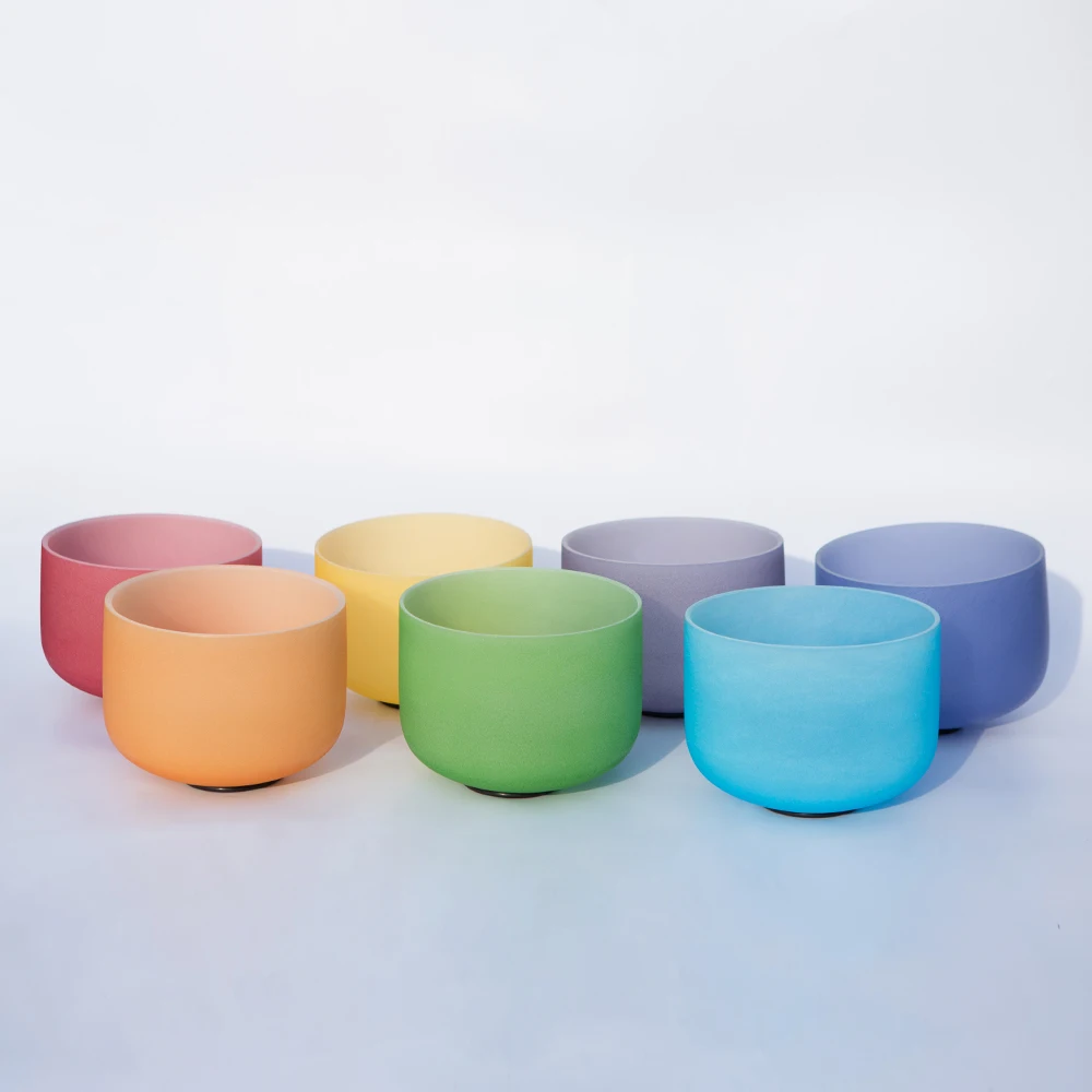 

7PCS 6-12" Chakra Tuned Set Of 7 PCS Frosted Quartz Crystal Singing Bowls