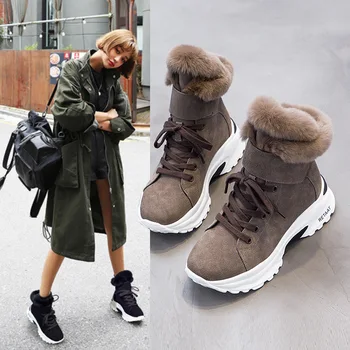 

2019 koovan women's Boots New Winter Snow Boots put more velvet and cotton shoes off white shoes brand walking shoes