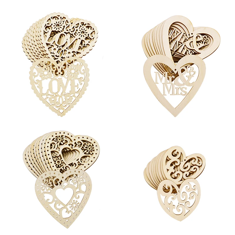 Деревянное свадебное украшение с лазерной резкой подвесное любовным сердцем