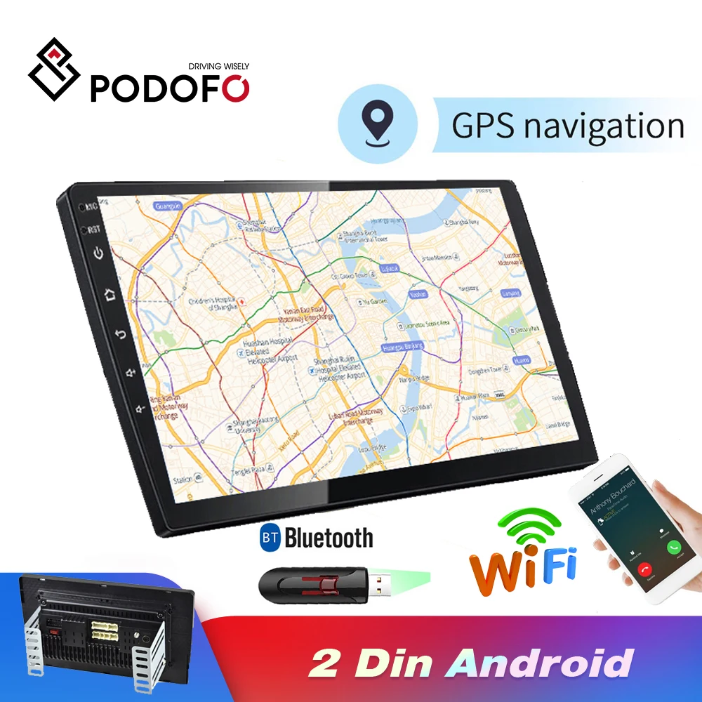 Автомобильный мультимедийный плеер Podofo 2 Din Android стерео GPS навигация Bluetooth Wi Fi 10 дюймов 2din|Автомобильные