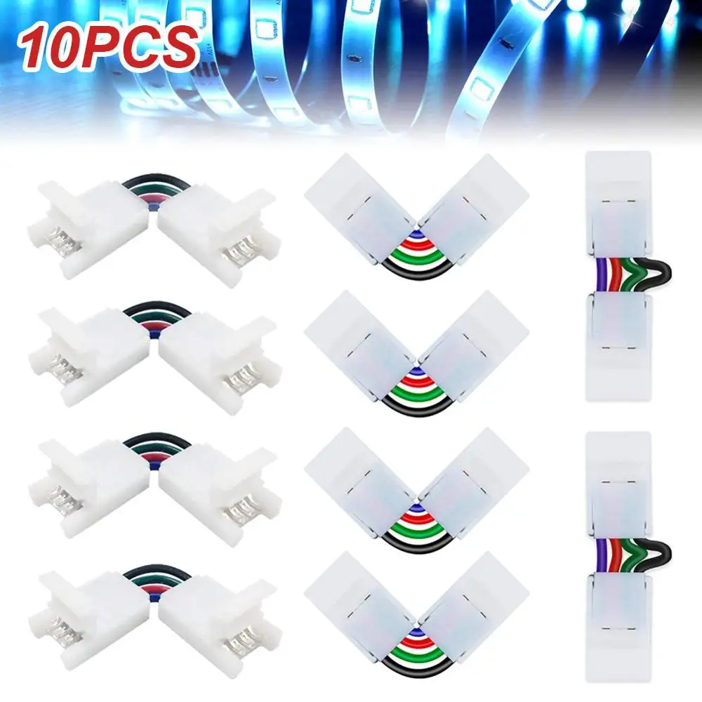 

10pcs L-Shape Connector 4Pin 10mm Angle Adjustable Connector for 3528/5050 SMD RGB LED Strip Lights