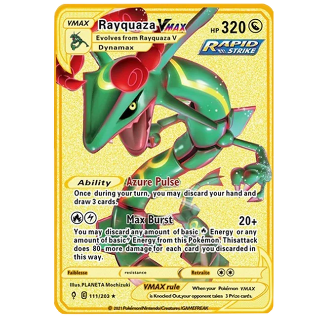 Pokemon Black Metal Game Fire Breathing Dragon Card Board Game Pikachu Gold Anniversary Collection Kids Metal Card 2