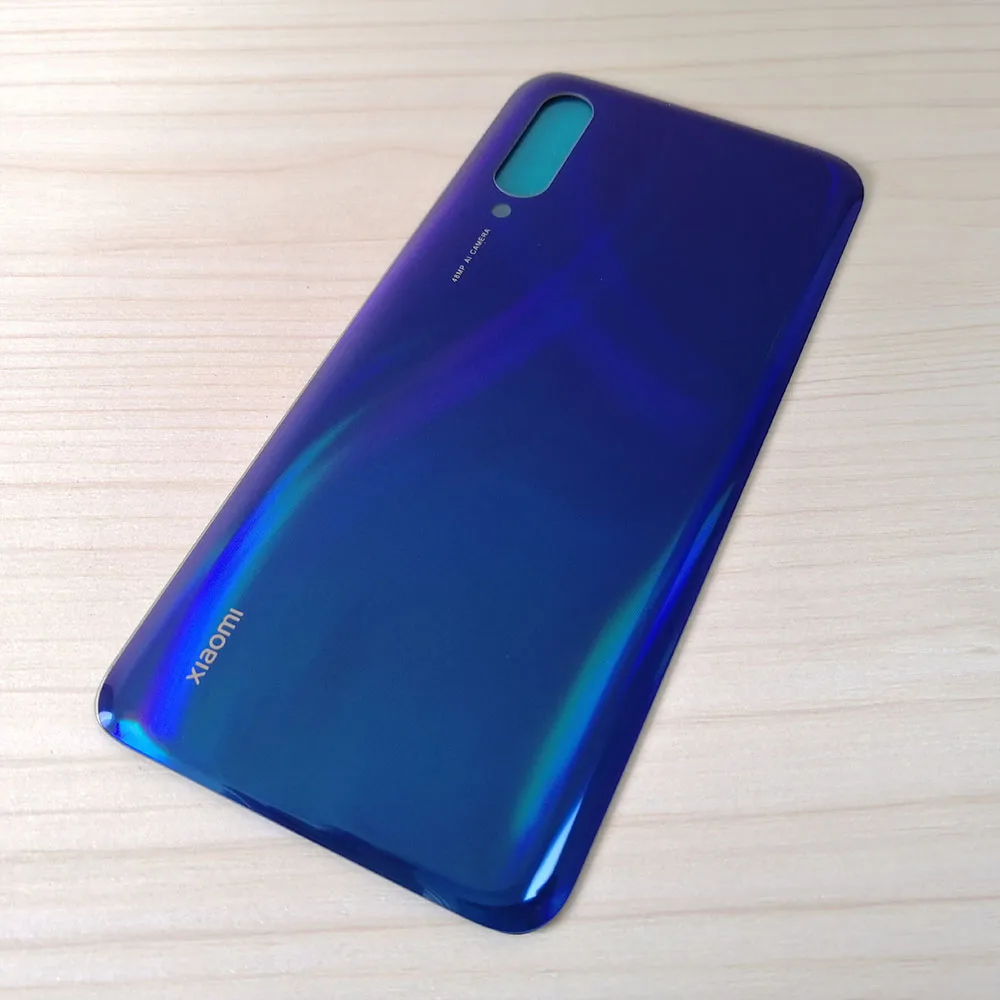 Крышка батарейного отсека для Xiaomi Mi CC9 Задняя стеклянная панель Задняя Дверь Корпус чехол для Xiaomi Mi CC9e CC9 Крышка батарейного отсека Замена - Цвет: Blue for Mi CC9E