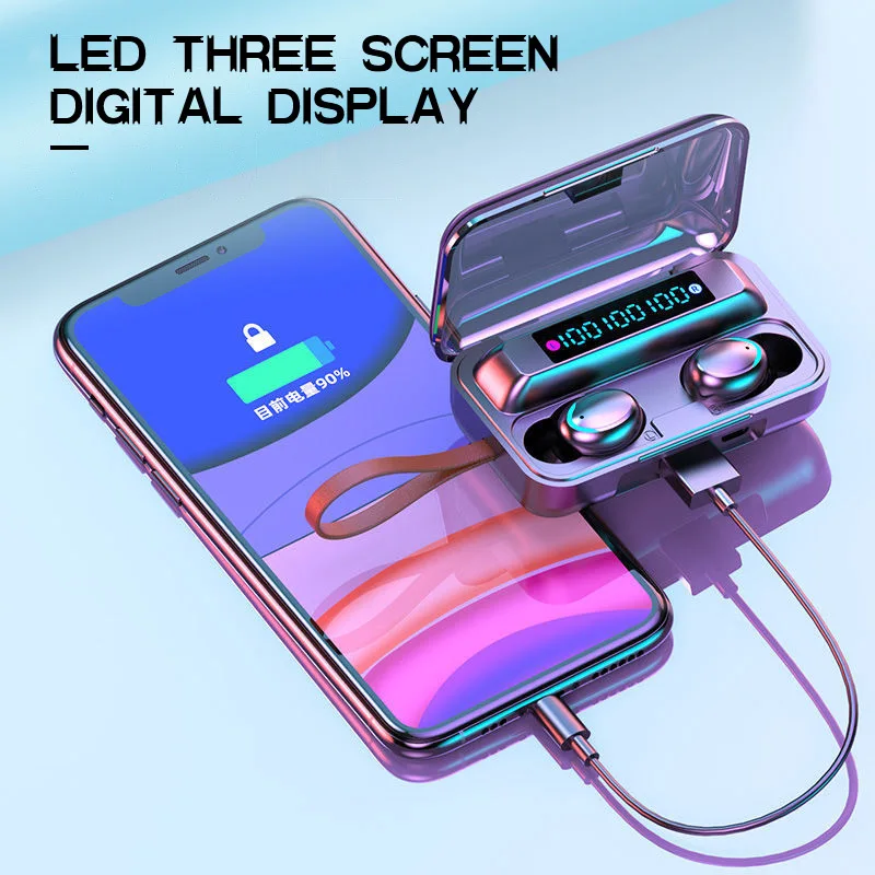 True wireless headphone HiFi Bluetooth Earphones Waterproof Earbuds With Led Display gaming Headset For Huawei xiaomi pk tws i12