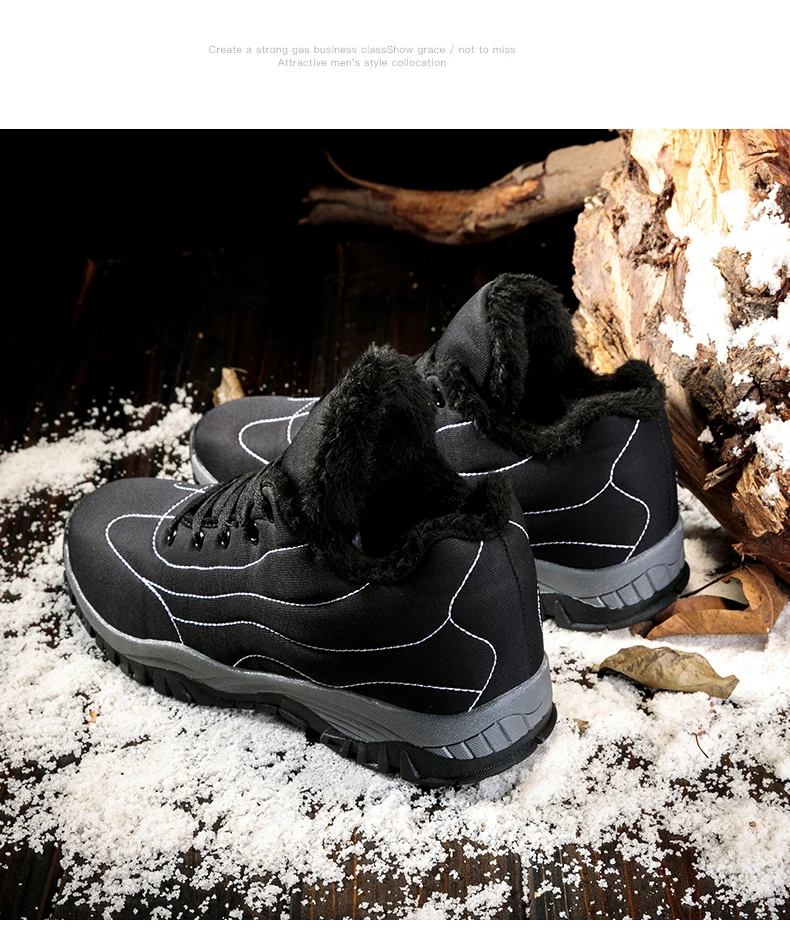 ZUNYU/Новинка; модная мужская зимняя обувь; однотонные зимние ботинки с плюшевой подкладкой; сохраняющие тепло водонепроницаемые лыжные мужские ботинки; размеры 36-46