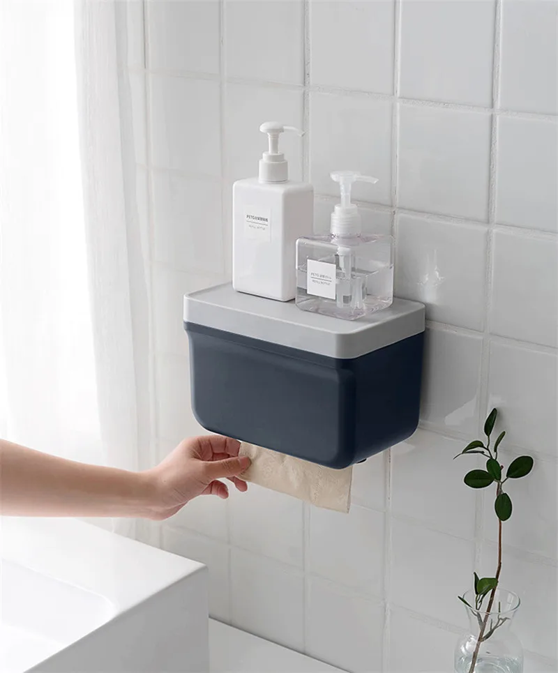 Настенная подвесная коробка из ткани водонепроницаемый настенный держатель для туалетной бумаги полка креативный туалетный бумажный лоток рулон бумажная трубка коробка для хранения