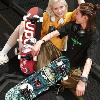 

Beginner Skate Board Complete 79cm/31in Double Kick Concave Skateboard Boy and Girl Maple Wood Deck Skill board