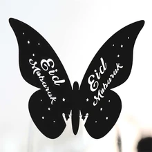 

20pcs Eid Mubarak Decoration Paper Name Place Seats Card DIY Multicolor Hollow Butterfly Cup Cards Ramadan Kareem Party Decor