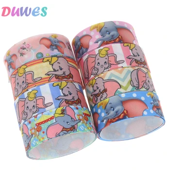 

DUWES 50yards elephant animals Printed Grosgrain Ribbon Accessory Hairbow Headwear Decoration DIY Wholesale OEM D1147