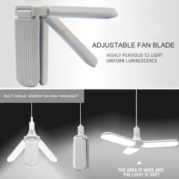 

45W Deformable LED Garage Light E27 3 Leaves Foldable Ceiling Workshop Lamp