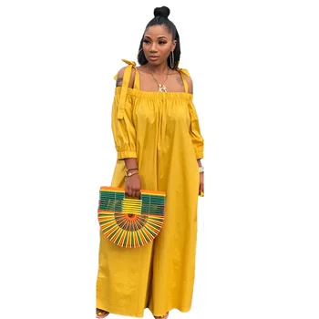 

Hot sale casual loose word collar straps jumpsuit African women simple temperament summer women's clothing yellow black white