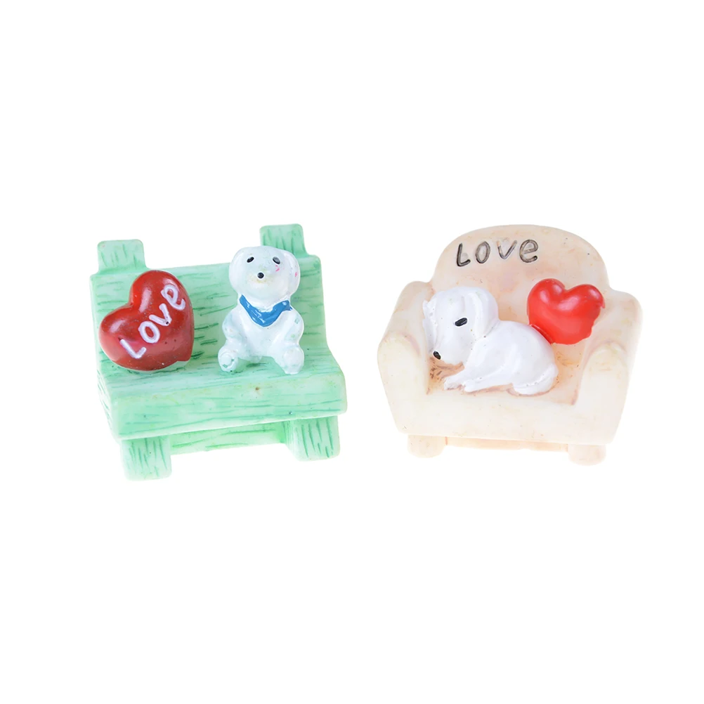 DIY Ornaments Resin Cute Sofa Dog Chair/Bench Figurines Toys Miniatures/Terrarium Micro Fairy Garden Decoration Accessories Gift | Дом и сад