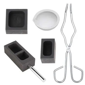 

Ingot Mold Casting Tool, 5 PCS Heat Resistant Smelting Gold Silver Furnace Kit Scrap Jewelry Metal Gold Melting Refining