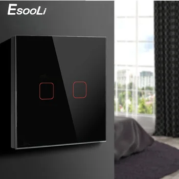 

Esooli Touch Switch 1 2 Gang 1 Way Wireless Remote Control Light Switch LED Indicator For RF433 Touch Switch Big Remote