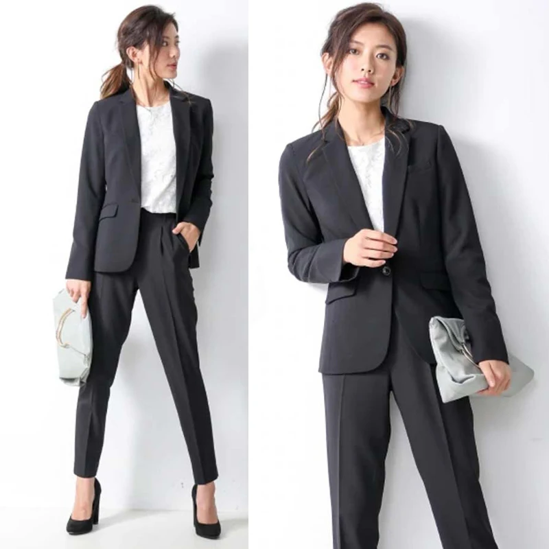 

Set female 2019 autumn new solid color small suit feet pants two sets of temperament fashion loose thin women's clothes