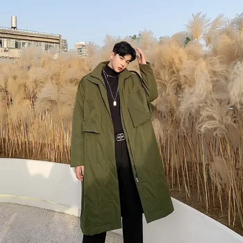 

Winter New Thick Long Jacket Men's Warm Fashion Parka Men Casual Multi-pocket Clothing Man Loose Cotton Stand Collar Jacket Male