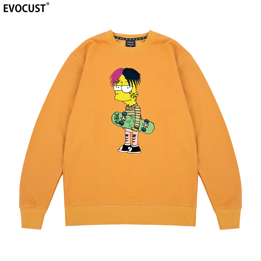 lil peep Hellboy Hell Boy Cry Baby funny Rapper Hip Hop Harajuku Ullzang Sweatshirts Hoodies men women unisex Combed Cotton | Мужская
