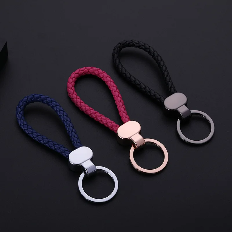 Модный Роскошный Кожаный Плетеный веревочный брелок для ключей на запястье с