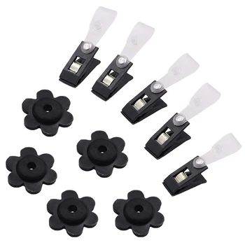 

10 Pcs Garden Flag Rubber Stoppers and Adjustable Anti-Wind Clips - Flag Stops Accessories for Garden Flag Poles Stand