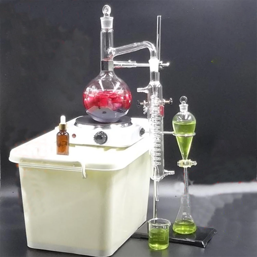 

1000ml Lab Glassware Kit,Moonshine still,essential oil still distiller for Pure Water , with Condenser Pipe Flask and Heater