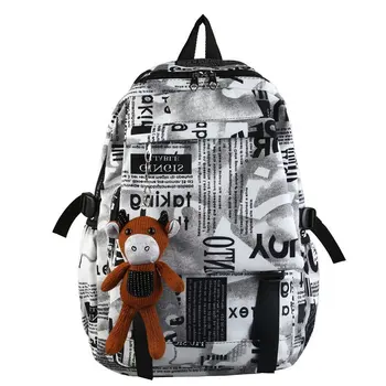 

Large Capacity Nylon Backpack Water Proof School Bag Letters Graffiti Leisure Or Travel Bags Brand High Quality Camouflage Bags