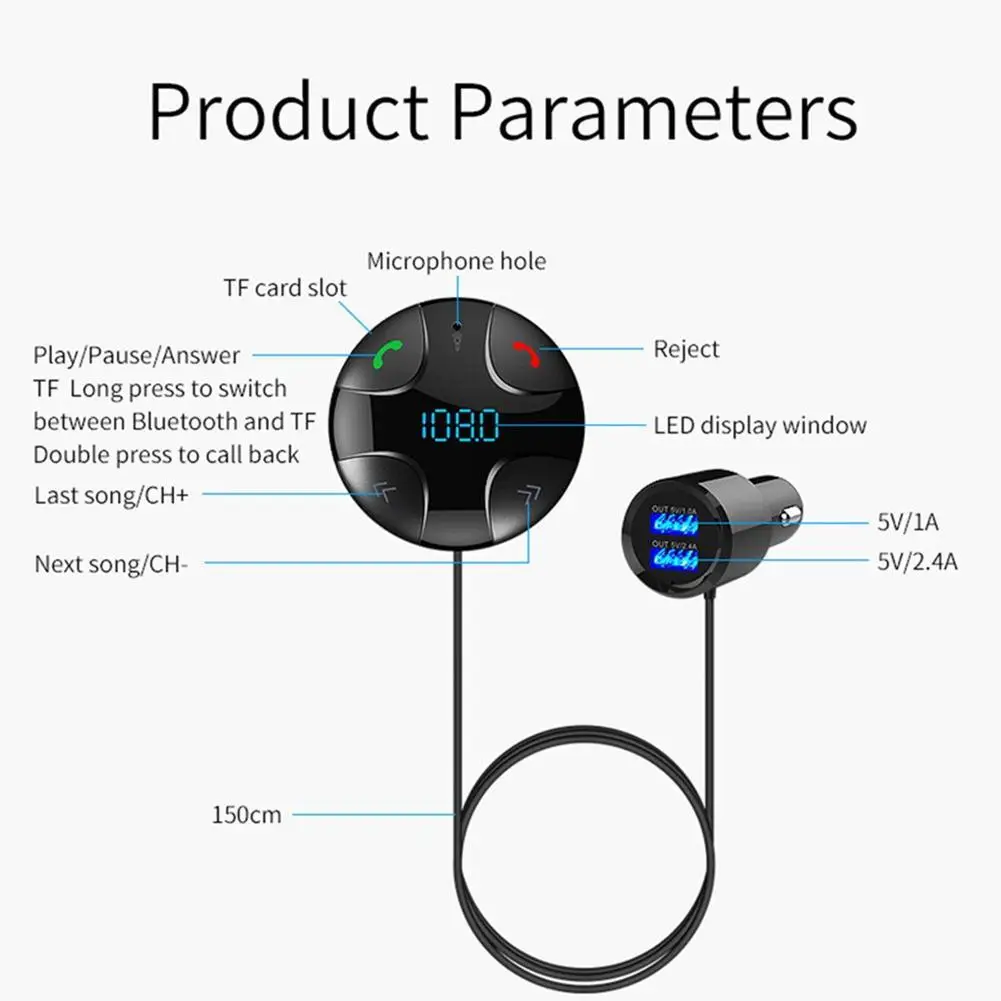 Автомобильный комплект, Bluetooth, fm-передатчик, MP3 плеер, USB, ЖК-пульт, freispeinrichtung, u-диск, TF, Hochwertigen