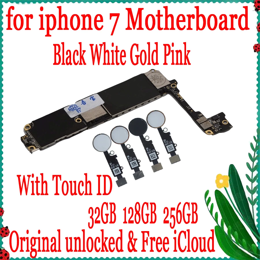 

Good Tested, 100% Original unlocked for iphone 7 Motherboard with Touch ID,Factory unlock ,Free iCloud for iphone 7 Mainboard