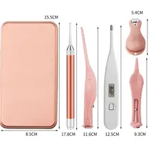 Детская машинка для стрижки ногтей ушной воск очиститель фонарик ушной серы удалитель ушной серы светящийся термометр чистящий инструмент пять в одном