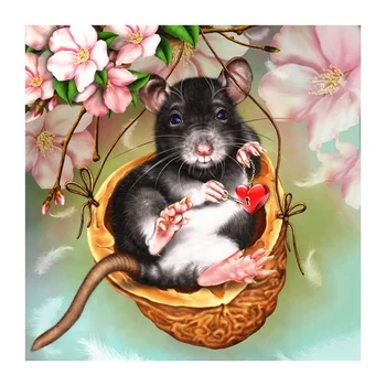 

Diamond Embroidery Mouse 5D Diamond Painting Cross Stitch Full Round Diamond Cartoon Picture of Rhinestones Decoration