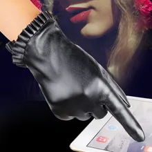 Feitong/женские роскошные кожаные зимние супер теплые перчатки с сенсорным экраном, кашемировые зимние перчатки с бантом для женщин