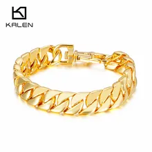 Панк булгаирия Золотая медь звено цепи мужской браслет 22 см Тяжелая массивная кубинская цепь Череп Шарм браслет Homme ювелирные изделия