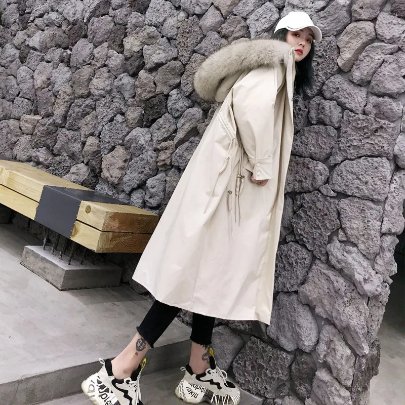Женское свободное корейское зимнее пуховое пальто женские длинные пуховики женская теплая пуховая Куртка парка пальто Верхняя одежда на утином пуху Harajuku