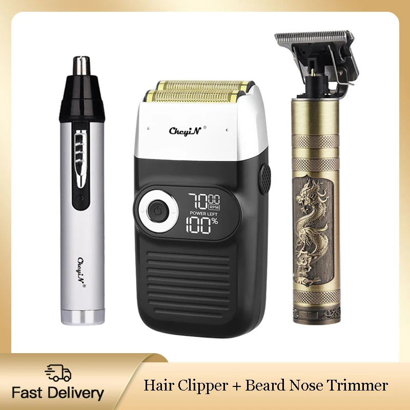 Ckeyin 3 In 1 Set Electric Clipper Nose Hair Trimmer Professional Barber Cutter Beard Shaving Machine for Men Razor Shaver | Бытовая