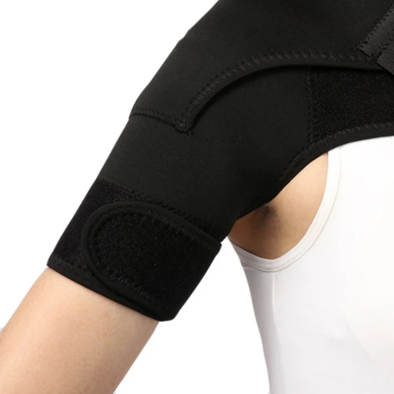 Adjustable Breathable Gym Sports Care Single Shoulder Support Back Brace Guard Strap Wrap Belt Band Pads Black Bandage Men Women