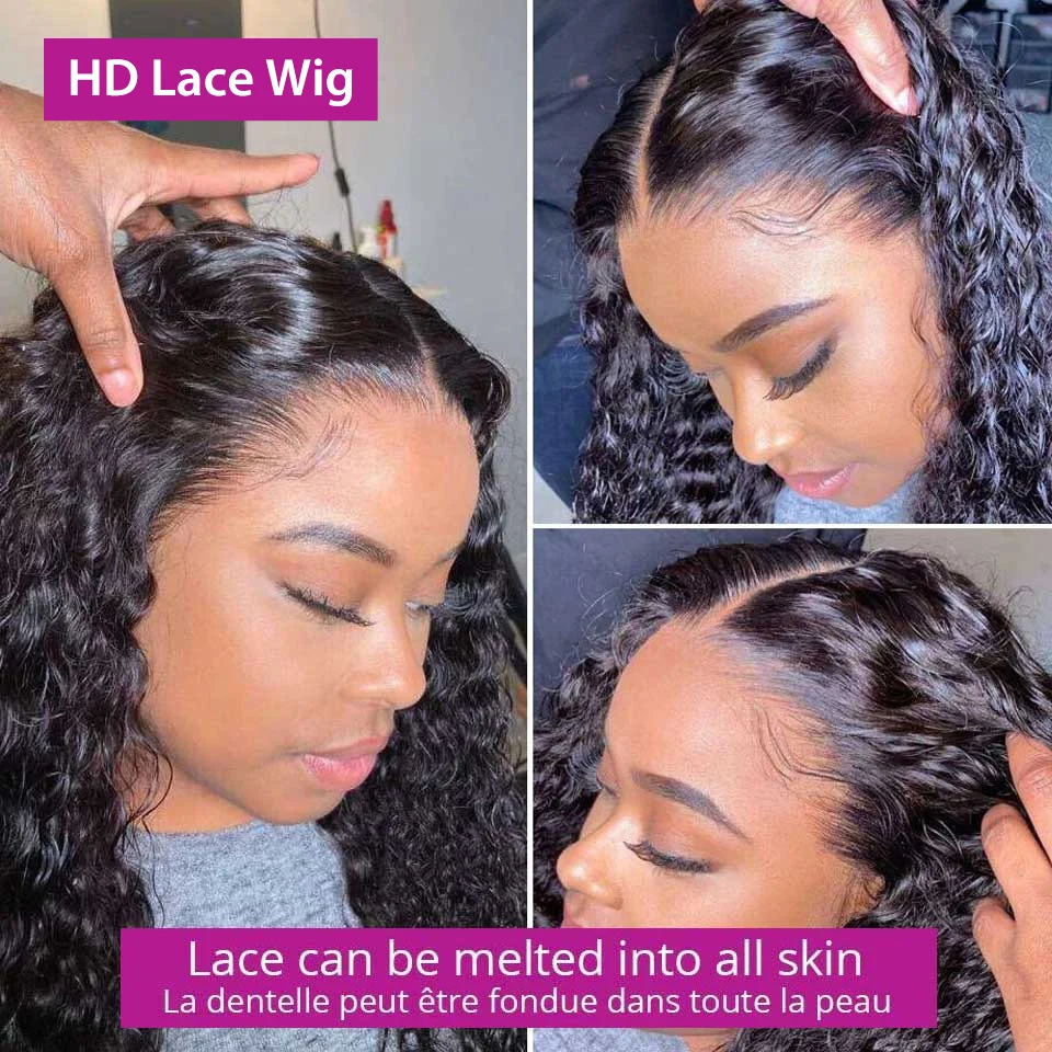 Water Wave Lace Front Wig Human Hair Wigs For Black Women Brazilian Hair 30  Inch Wet And Wavy Hd Loose Deep Wave Frontal Wig - Lace Wigs - AliExpress