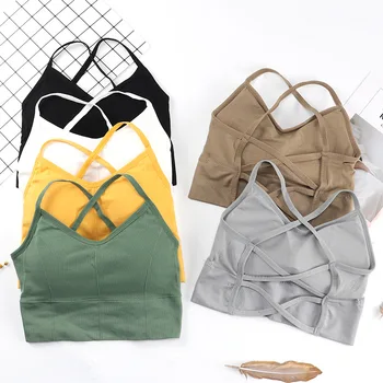 

ATHVOTAR Sexy Tube Top for Women Bras Tops Seamless Camisole Sports Underwear Hollow Cross Beauty Back Lingerie