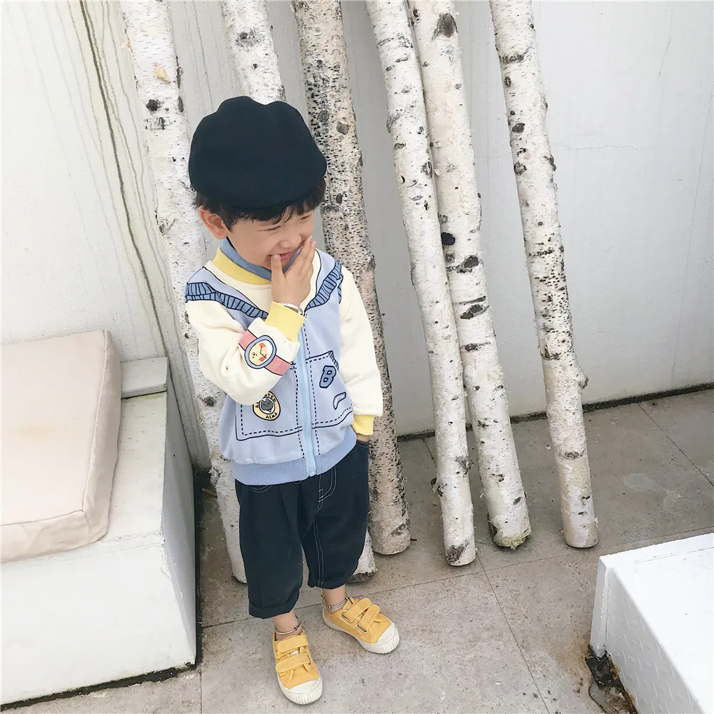 Tonytaobaby/Новая Осенняя детская одежда хлопковое пальто с длинными рукавами на молнии пальто для маленьких девочек Детская куртка для мальчиков