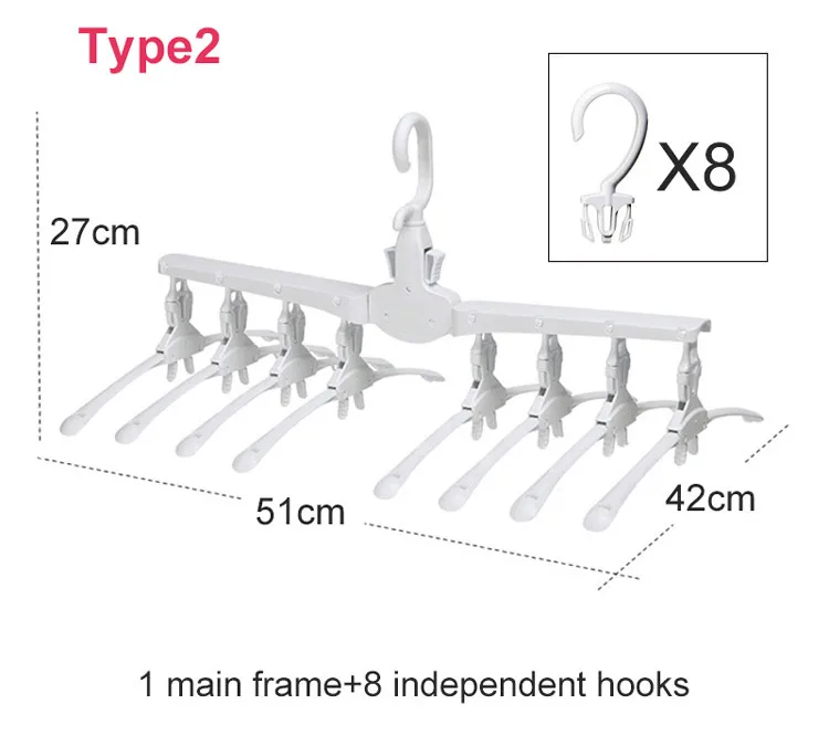 Rotate Anti-Skid Folding Hanger Plastic Drying Rack Magic Clothes Hangers Space Savers Organizer Multi Functional Adult White (24)