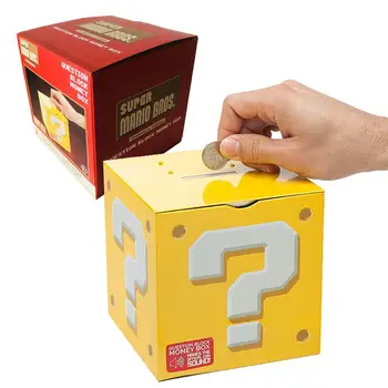 

Super Mario Bros Question Pattern Block Money Box Moneybox Piggy Bank Saver Tin Children Puzzle Toy